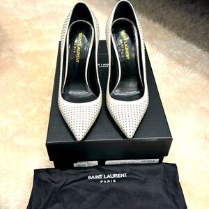 Saint Laurent winter white studded stilletos